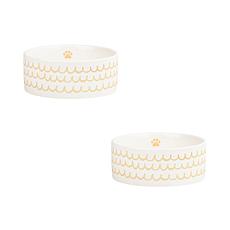 10 Strawberry Street Ruffles & Paws Pet Bowl, Taupe, Set of 2