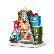 10.75" Lighted Christmas Toy Market Resin Village