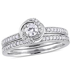 10K White Gold 0.50ctw Diamond Bridal Set Ring