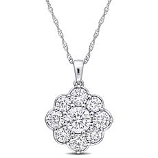 10K White Gold 2.50ctw Moissanite Floral Pendant with 17" Chain
