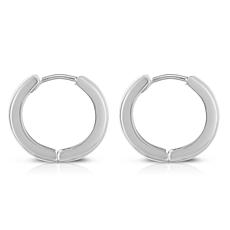 10K White Gold Hugger Hoop Earrings with Hinged Clasp