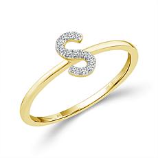 10K Yellow Gold 1/20ctw Diamond S Initial Ring
