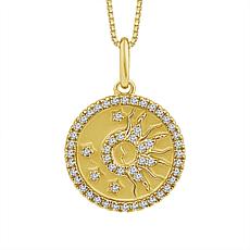 10K Yellow Gold 1/5ctw Diamond Round Fashion Pendant with Chain