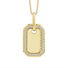 10K Yellow Gold 1/6ctw Diamond Dog Tag Pendant with Chain