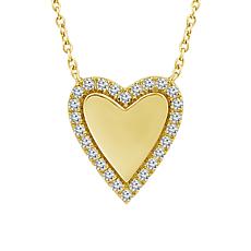 10K Yellow Gold 1/6ctw Diamond Heart Drop Necklace