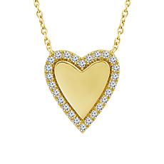 10K Yellow Gold 1/6ctw Diamond Heart Drop Necklace