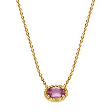 10K Yellow Gold Sapphire Solitaire 18" Bead Chain Necklace