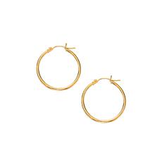 10K Yellow Gold Tube Hoop Earring with Hinged Clasp