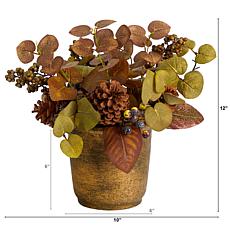 12” Fall Eucalyptus, Pinecones and Berries in Vase
