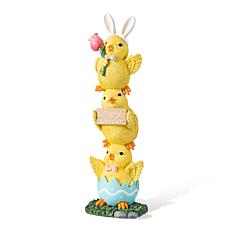 13.25" Easter Resin Table Decor with Stacked Yellow Ducks