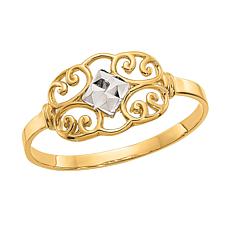 14K Gold Diamond-Cut Filigree Ring