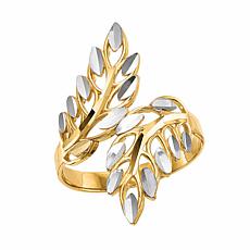 14K Gold Diamond-Cut Leaves Bypass Ring