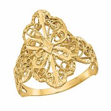 14K Gold Polished Filigree Shield Ring