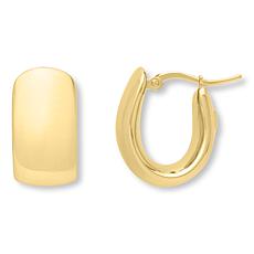 14K Polished Electroform Hoop Graduated Oval Earrings  