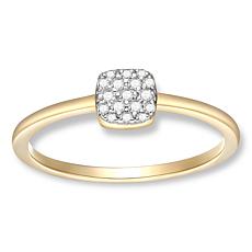 14K Yellow Gold 0.10ctw Diamond Geometric Station Ring