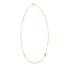 14K Yellow Gold 17" Beaded Rosary Necklace with Spring Clasp