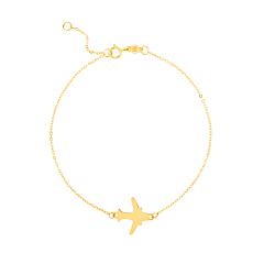 14K Yellow Gold Airplane Bracelet with Spring Ring Clasp