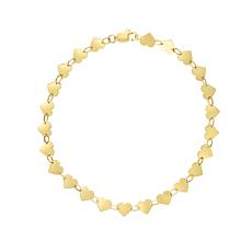 14K Yellow Gold Mirrored Chain Heart Strand Bracelet
