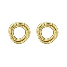 14K Yellow Gold Polished Interlocking Trinity Circle Stud Earring 