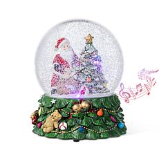 150mm Christmas Resin Lighted Musical Snowflakes Santa Waterglobe