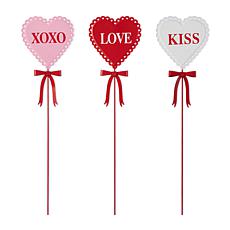 16" Valentine's Heart Yard Stakes 3-piece Set