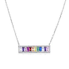 18" Sterling Silver Cubic Zirconia Bar Necklace