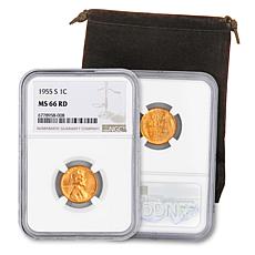 1955 S-Mint MS66 NGC RD Abraham Lincoln Wheat Ears Cent