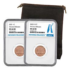 2025 MS66 NGC Advance Releases Lincoln P- & D-Mint Shield Cents