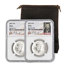2025 MS66 P- & D-Mint NGC John F. Kennedy Coins with JFK Signed Label