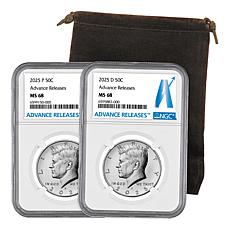 2025 MS68 P- & D-Mint NGC Advance Release John F. Kennedy Half Dollars