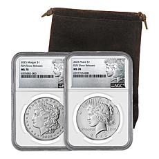 2025 MS70 NGC FUN Show Morgan and Peace Silver Dollar Set