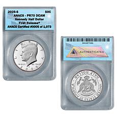 2025 PR70 ANACS First Release LE 1073 John F. Kennedy Half Dollar