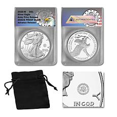 2025 Proof ANACS W-Mint Advance Release Silver Eagle w/Army Privy Mark