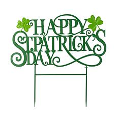 23.25"H Happy St. Patrick's Day Green Metal Yard Stake