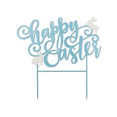 24" Blue Metal Happy Easter Yard Stake