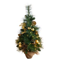 3-ft Pre-Lit Christmas Tree with Ornaments by Nearly Natural