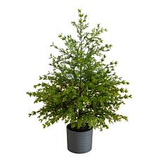 3-ft Real Touch Cedar Tree in Gray Planter by Nearly Natural