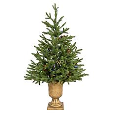 4' Noble Fir Artificial Tree Metallic Urn Base MultiColored LED Lights