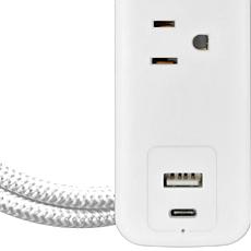 5-Foot Extendable Power Cord with Dual USB + Surge Protector