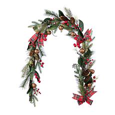6' Christmas Bell, Pinecone & Berry Bow Garland
