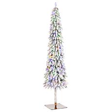 7.5ft Artificial Snowy Downswept Christmas Flocked Tree with Lights