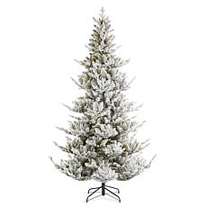 7.5ft Pre-Lit Flocked Upward Slim Fir Christmas Tree