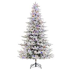 9ft Pre-Lit Flocked Full Fir Christmas Tree with Warm White Lights