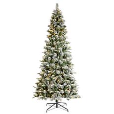 9ft Whispering Snowy Pine Christmas Tree with Warm White Lights