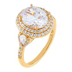 Absolute™ Cubic Zirconia Oval with Pear Sides 3-Stone Engagement Ring