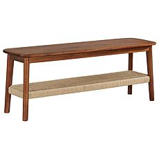 Alaterre Furniture Calais 48" Entryway Bench with Woven Storage Shelf
