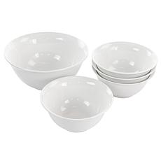 All U Need 5-Piece Fine Ceramic Bowl Set in White