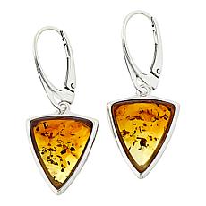 Amber Extraordinaire Sterling Silver Amber Trillion Drop Earrings
