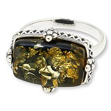 Amber Extraordinaire Sterling Silver East-West Rectangular Ring