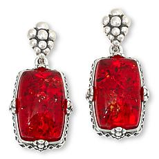Amber Extraordinaire Sterling Silver Rectangular Drop Earrings